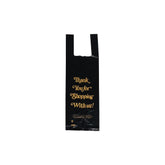 4 Cases, Plastic bag-ONE bottle liquor bag-Black HDPE-'Thank you'-20"x6"x4"-800Pcs/Case - Ampack